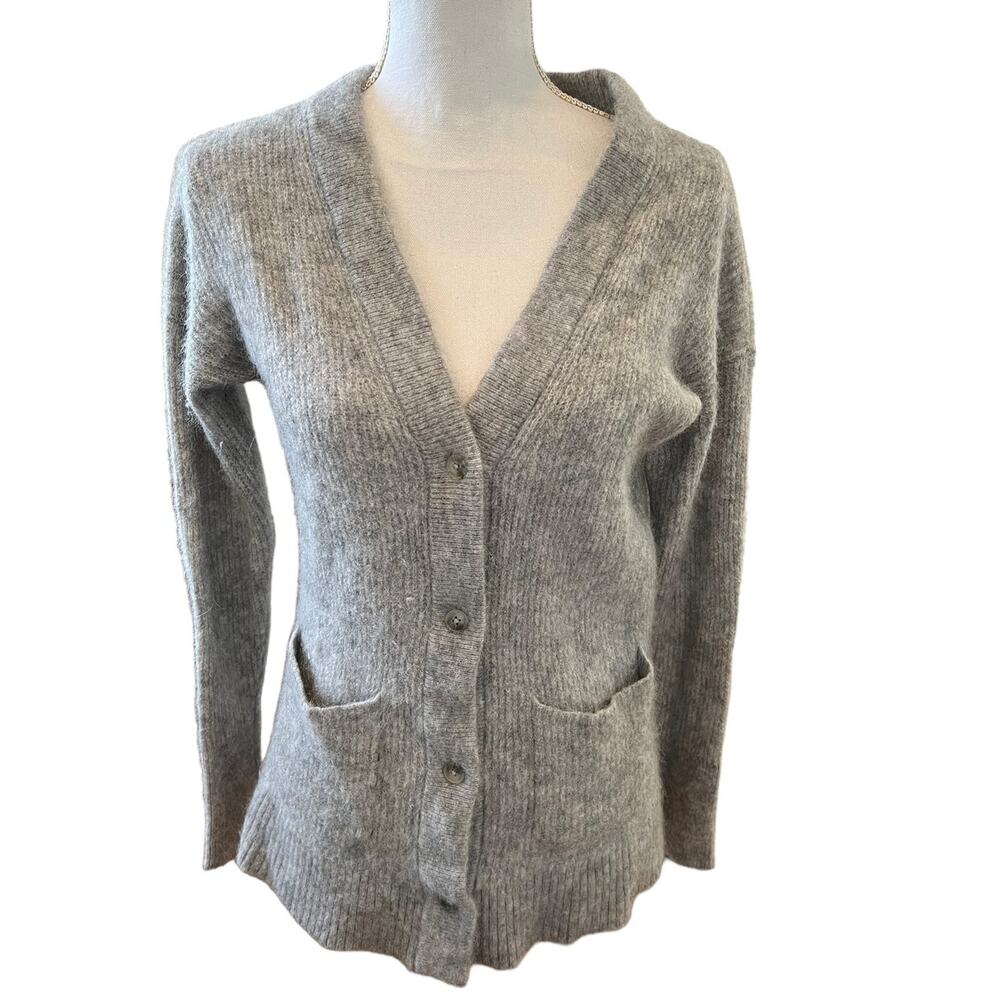 Vineyard Vines Alpaca Collegiate Cardigan Sweater Light Gray S